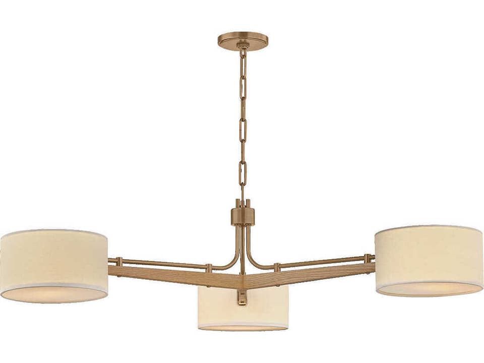 Mailo 3-Light Modern Patina Brass Chandelier with White Linen Shades