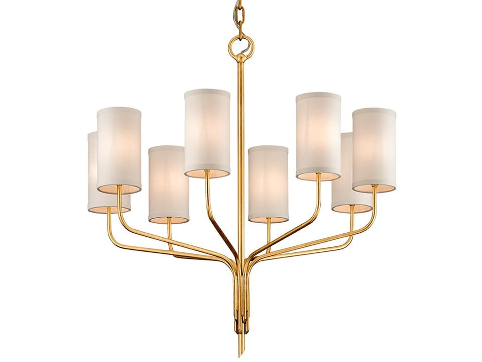 8-Light Juniper Chandelier in Textured Gold Leaf