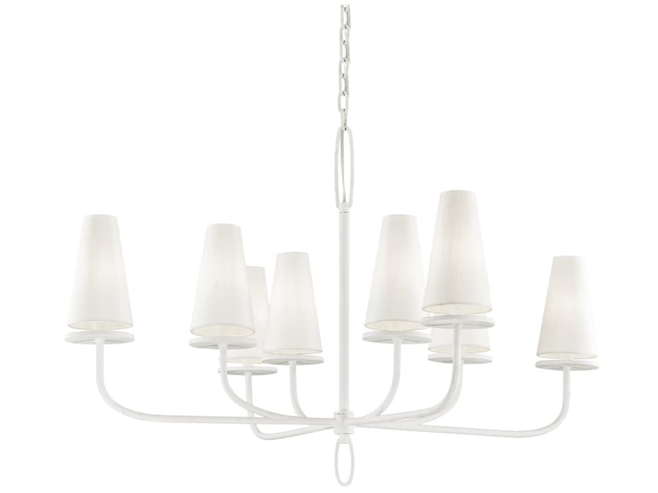 Marcel 8-Light Chandelier in Gesso White with Off-White Shades