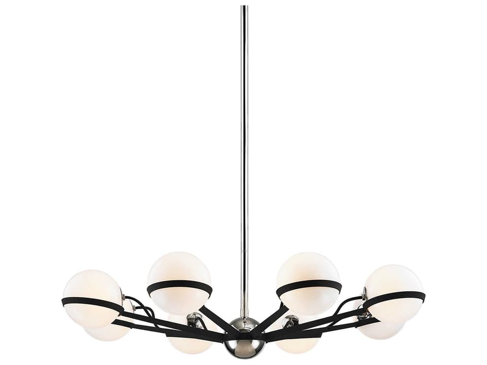Ace 8-Light Chandelier in Textured Black and Polished Nickel