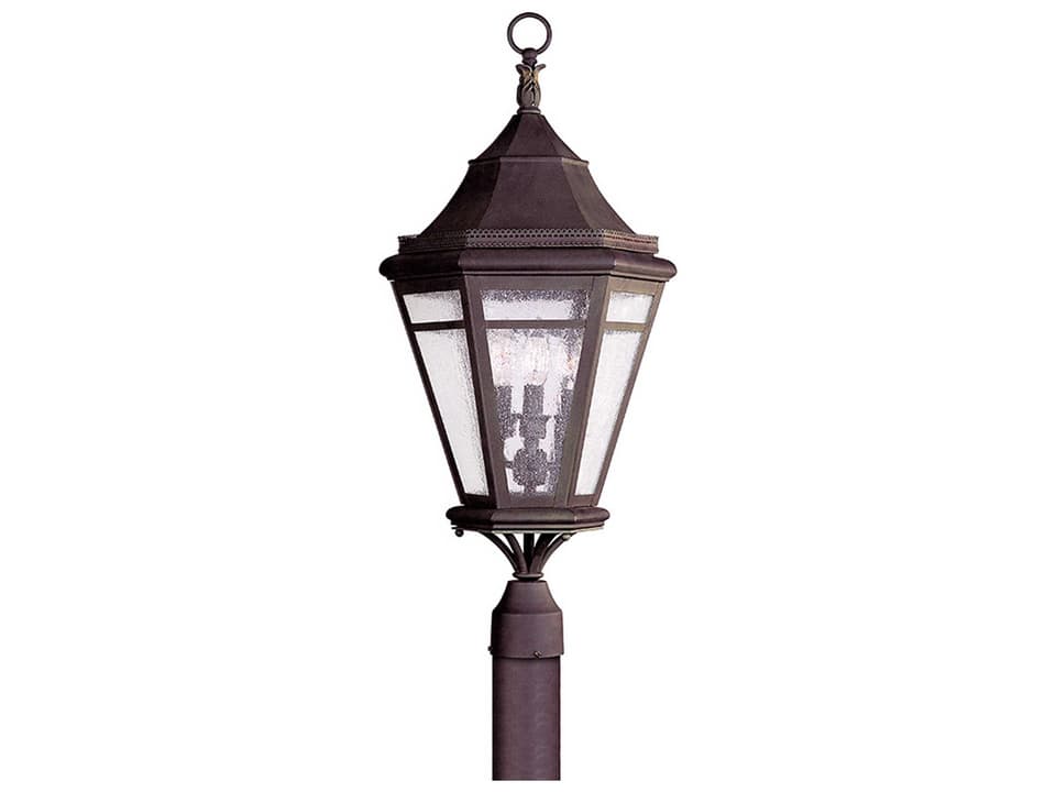 Morgan Hill 3-Light Outdoor Post Lantern in Natural Rust