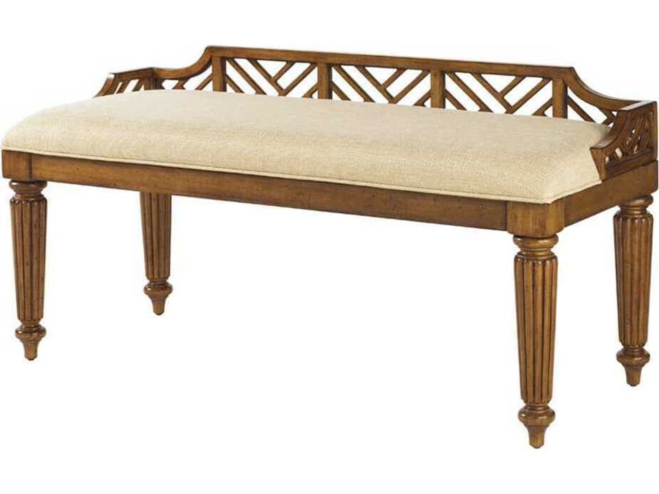 Island Estate Upholstered Bed Bench with Chippendale Back