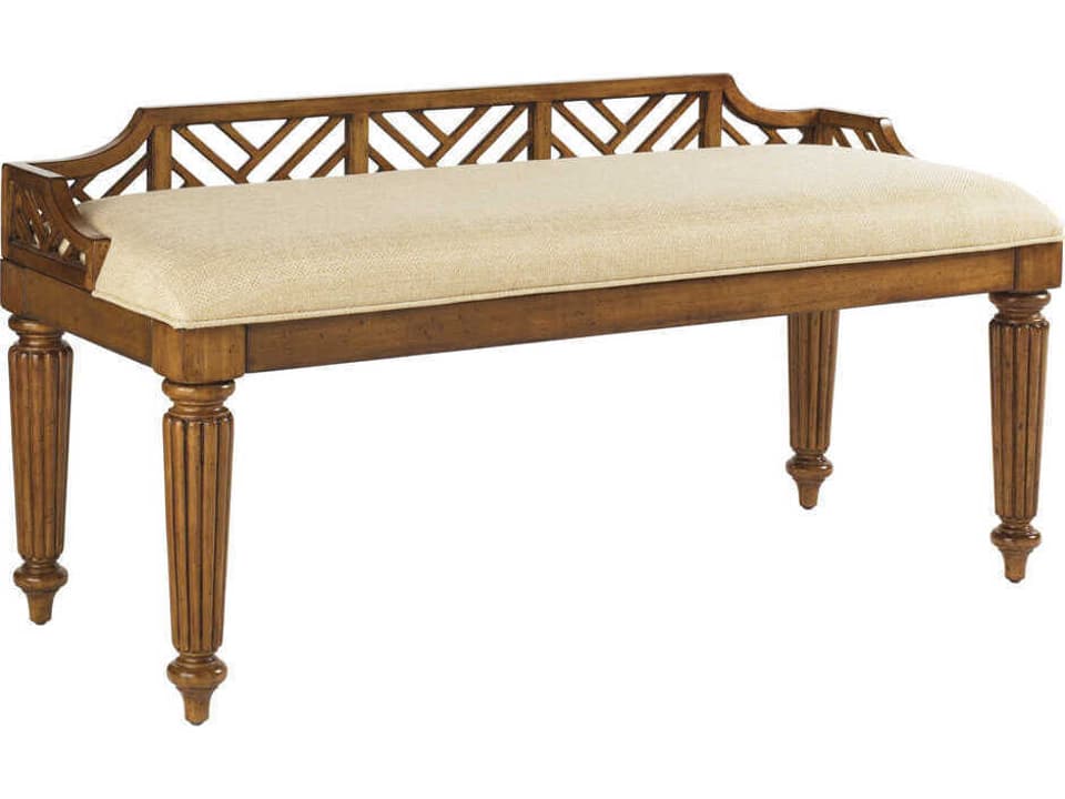 Island Estate Plantain Upholstered Bed Bench in Plantation Finish