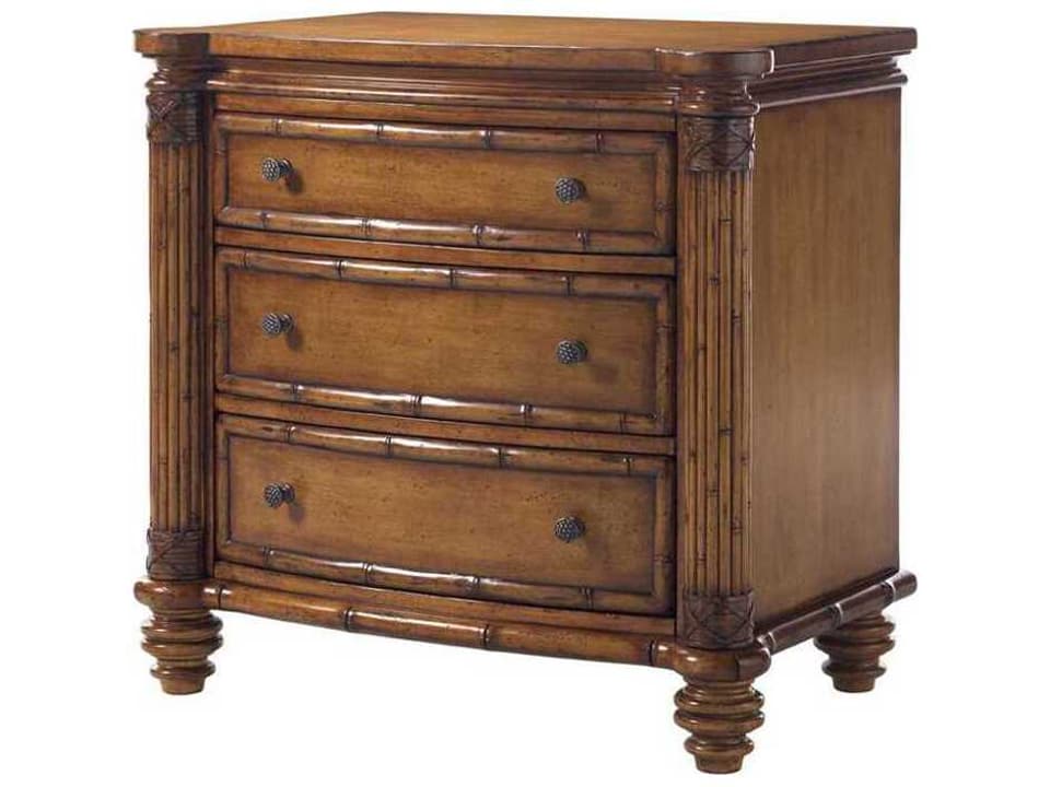 Island Estate Barbados 3-Drawer Nightstand with Bamboo Detailing