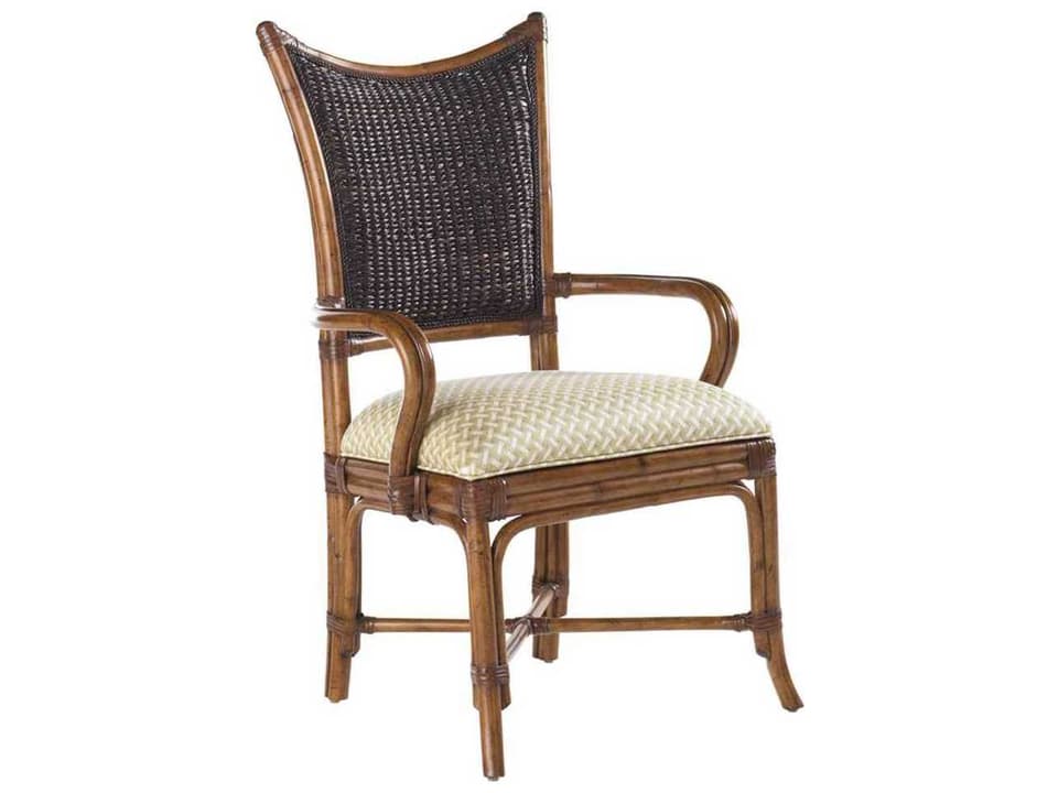 Island Estate Mangrove Upholstered Dining Arm Chair in Plantation Finish