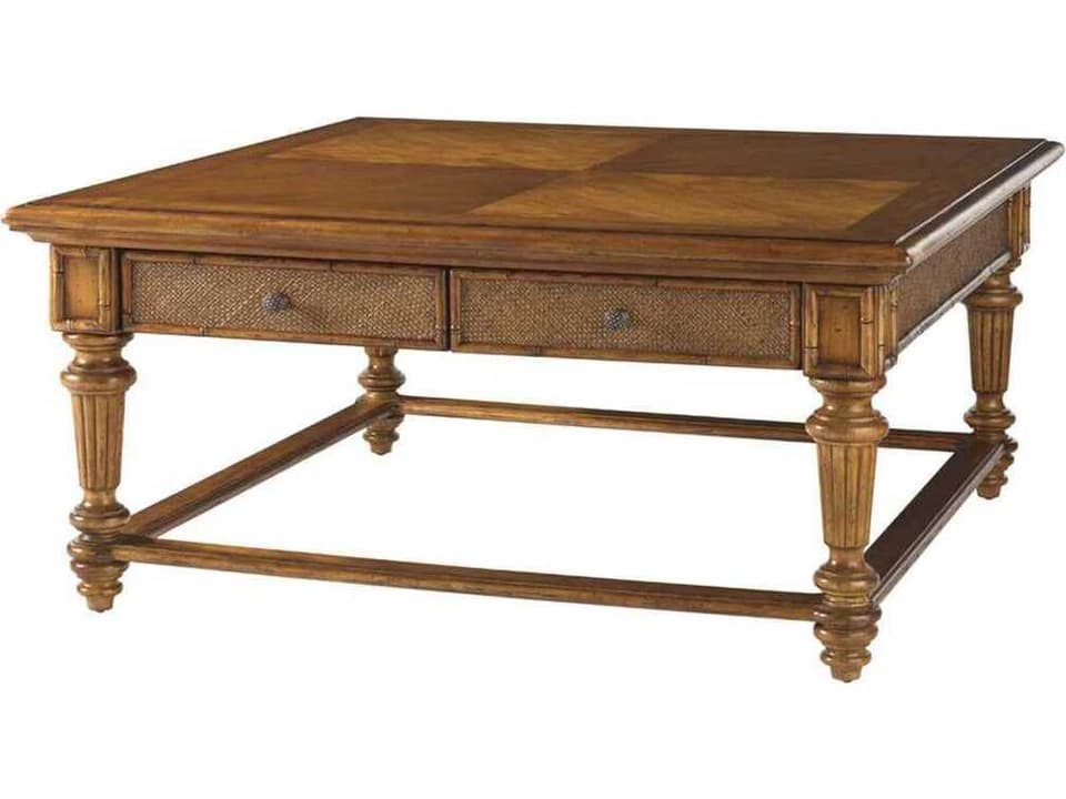 Island Estate Boca Square Coffee Table with 4 Drawers in Plantation Finish