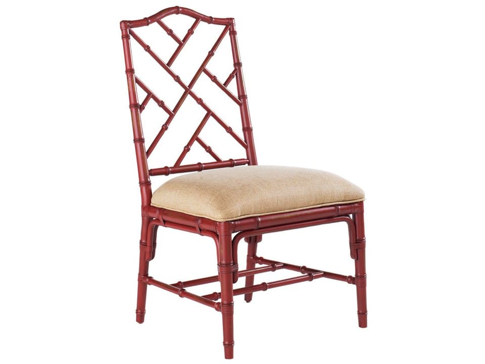 Island Estate Upholstered Dining Side Chair with Leather Wrapped Bamboo
