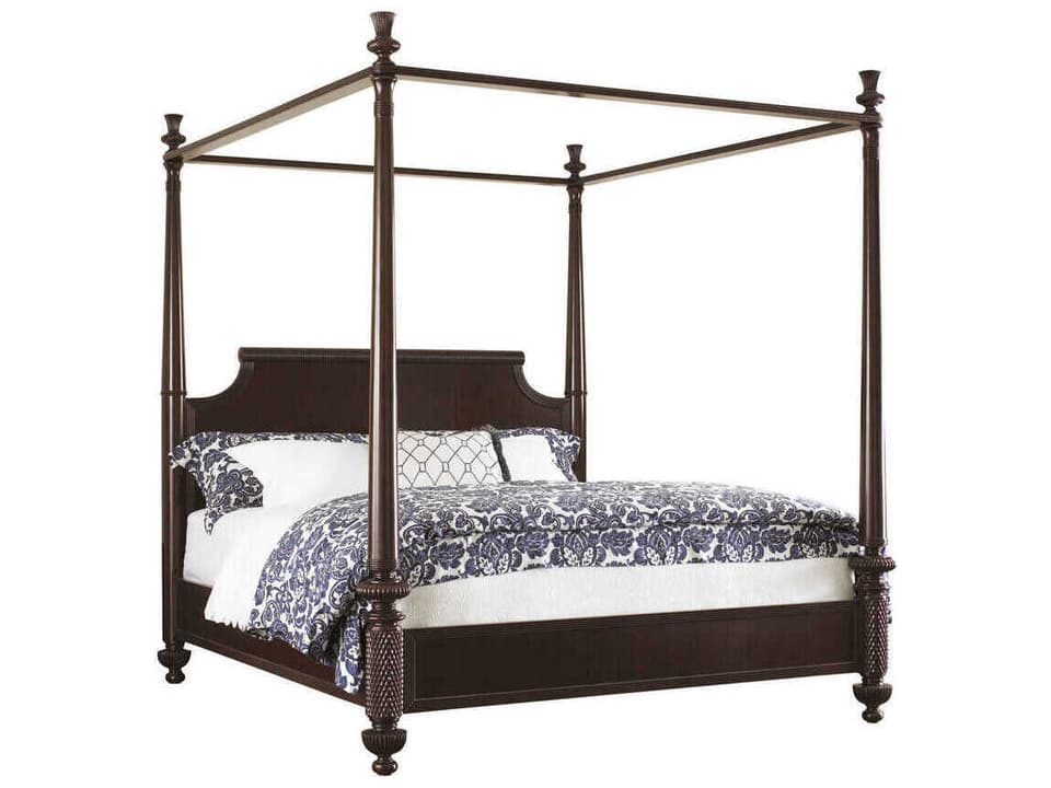 Royal Kahala Diamond Head King Canopy Bed in Kona Finish