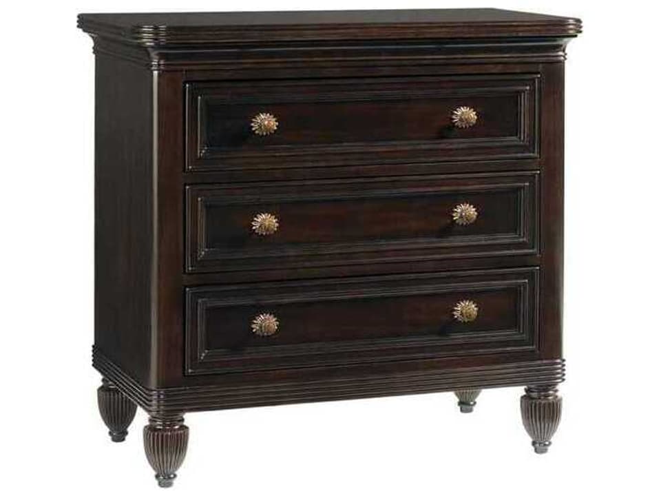 Royal Kahala Orchid 3-Drawer Nightstand in Tobacco Brown Mahogany