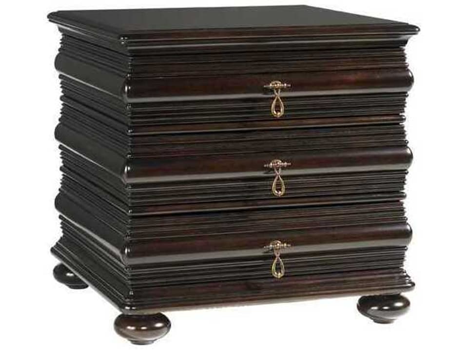 Royal Kahala Black Sands Square End Table in Tobacco Brown Mahogany