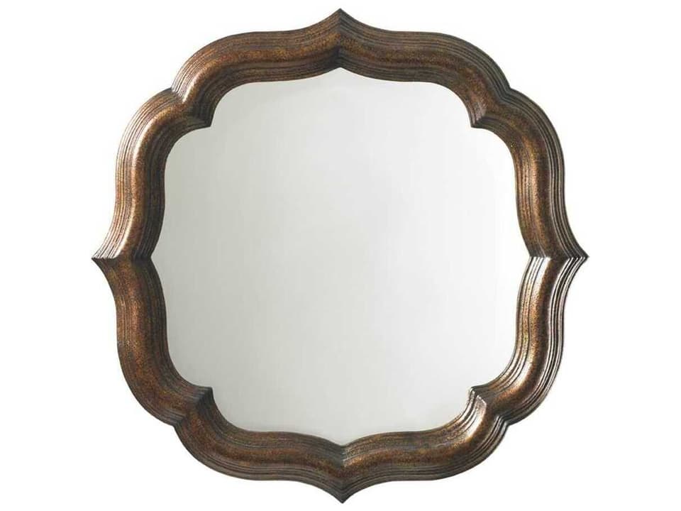 Royal Kahala Lotus Blossom Wall Mirror in Tobacco Brown Mahogany
