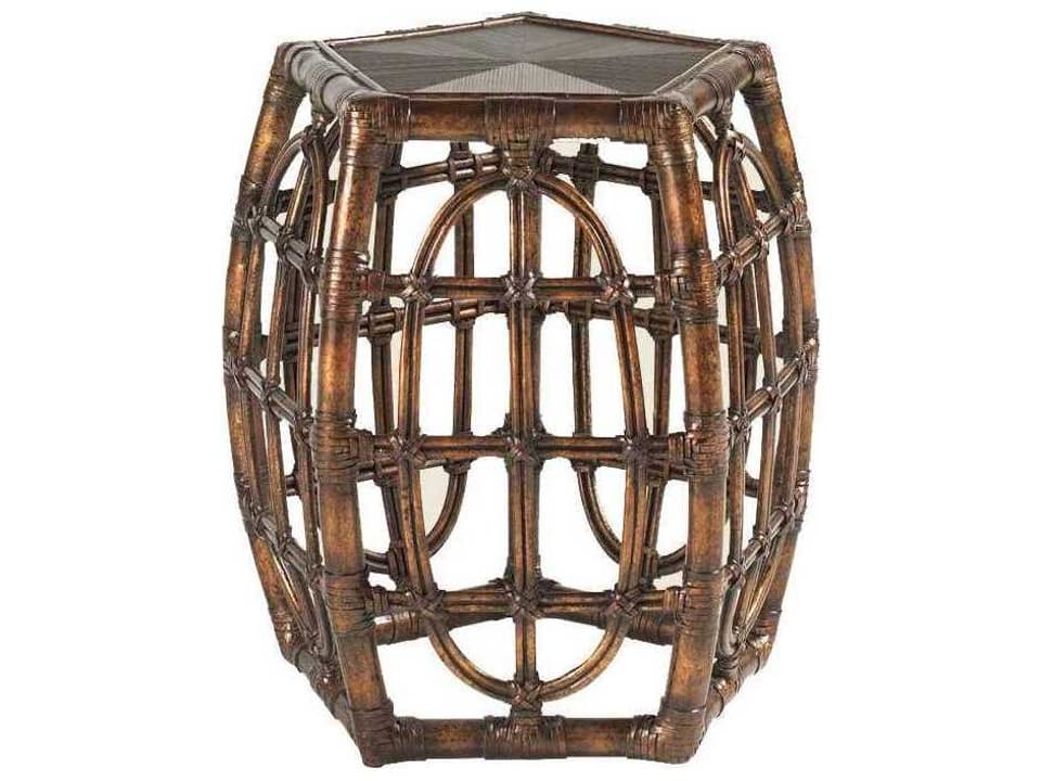 Royal Kahala Oval Reef Accent Table with Sugar Cane Top and Rattan Base