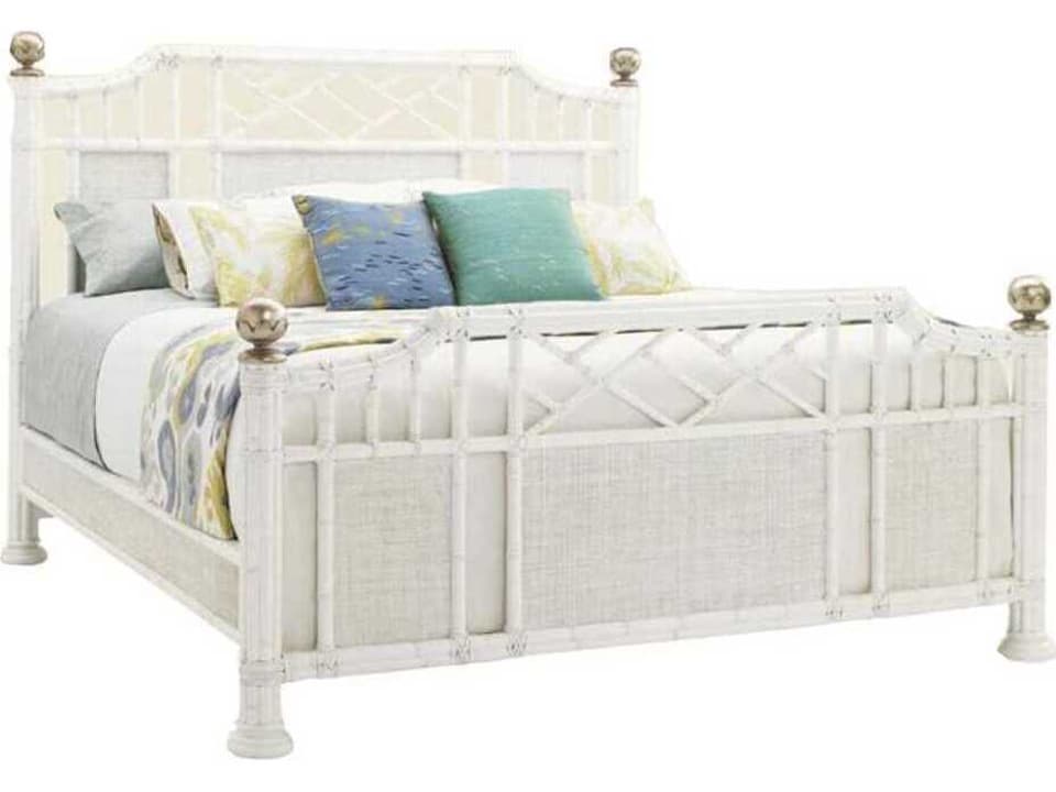 Ivory Key Pritchards Bay Queen Panel Bed with Leather Wrapped Rattan