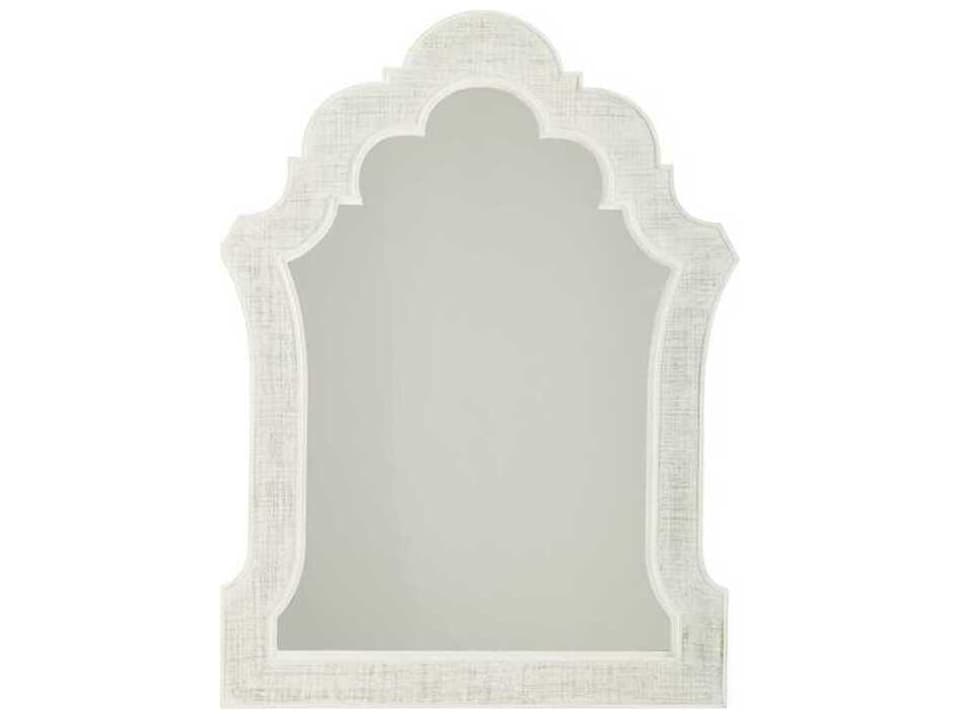 Ivory Key Sandys Wall Mirror in Crisp White with Woven Raffia