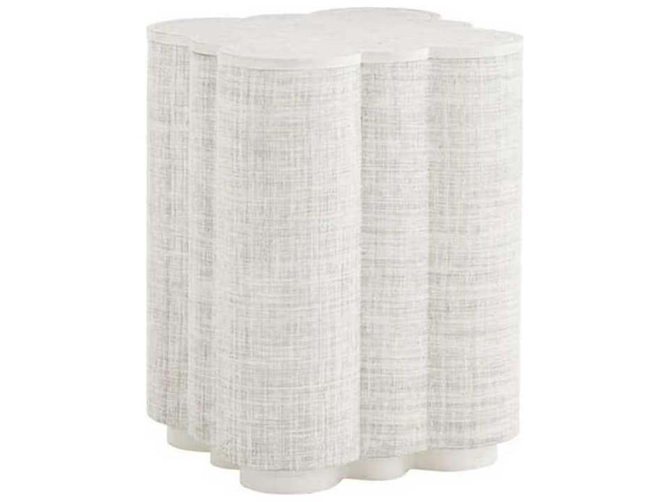 Ivory Key Spar Point Chairside End Table with Woven Raffia