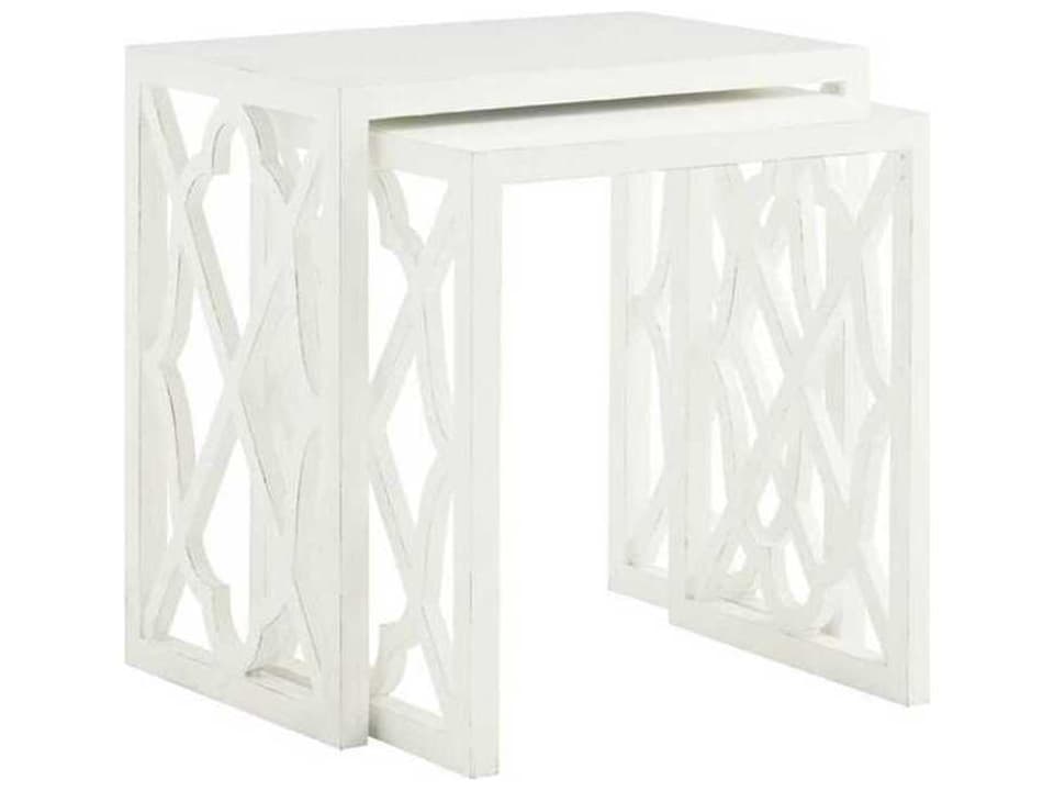 Ivory Key Stovell Ferry Nesting Tables in White Wood