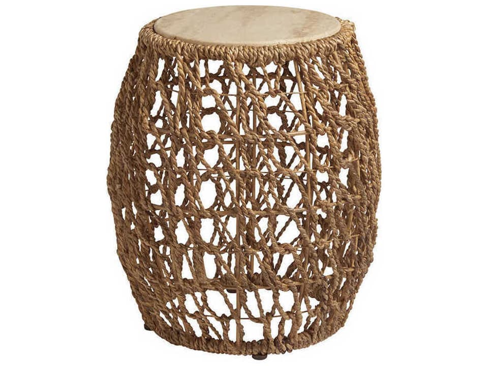 Los Altos Madrid Woven Accent Table with Travertine Top