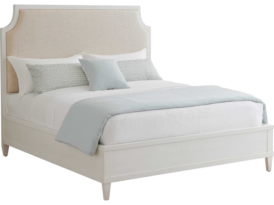 Ocean Breeze Belle Isle Upholstered King Platform Bed in Shell White