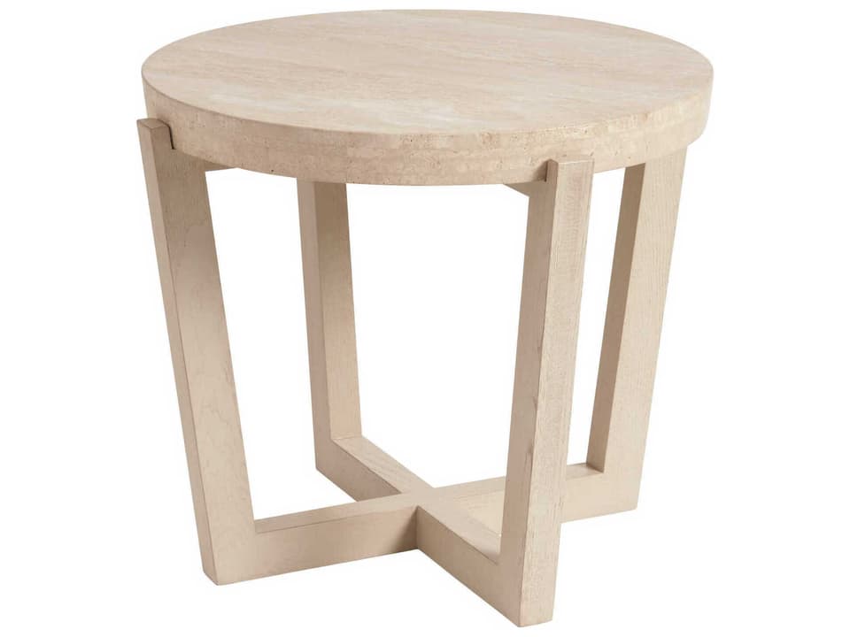 Sunset Key Shasta Round End Table with Travertine Top