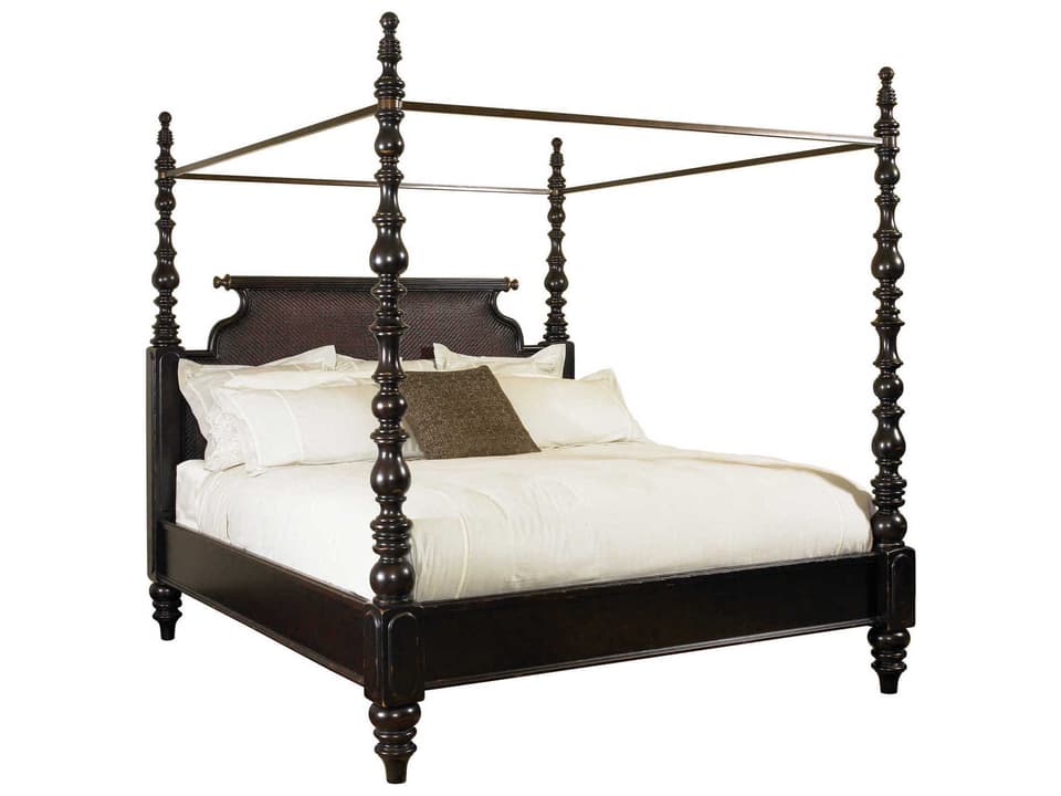 Kingstown King Sovereign Poster Canopy Bed with Woven Cane