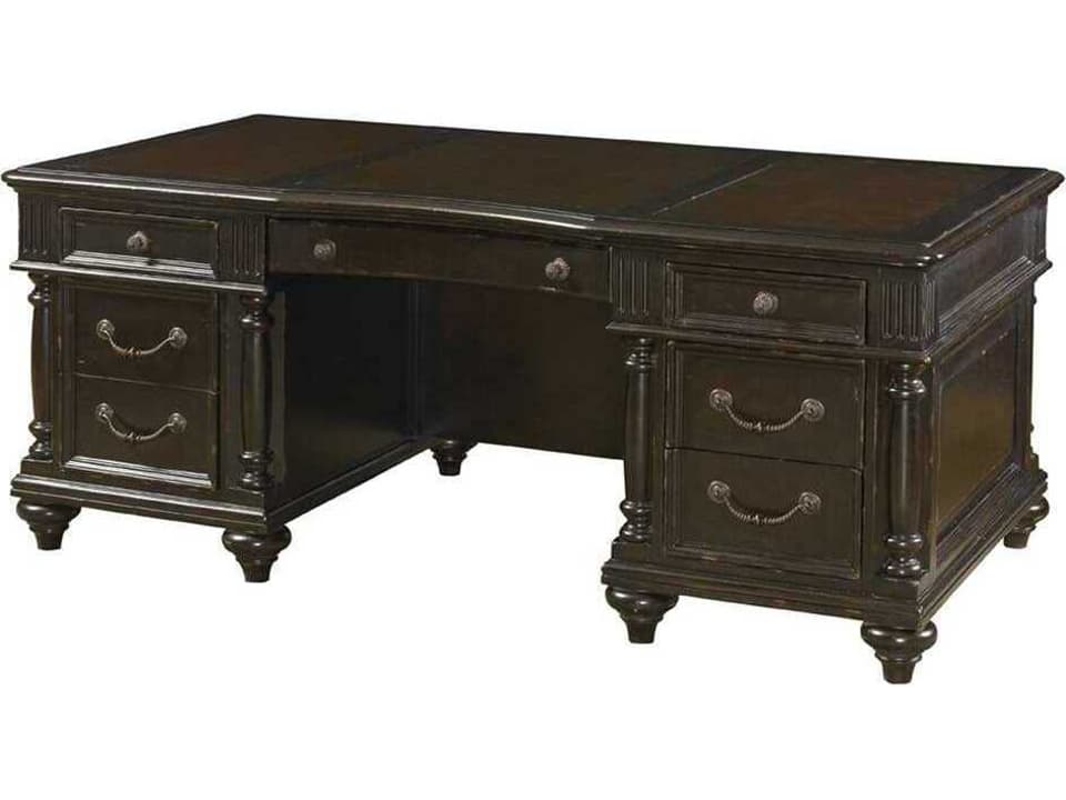 Kingstown Admiralty Executive Desk with Leather Top in Tamarind Finish