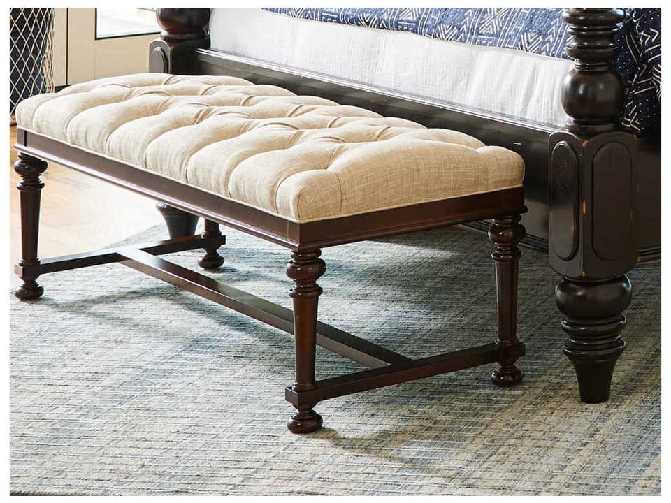 Kingstown Bellport Tufted Upholstered Accent Bench with Arlington Finish