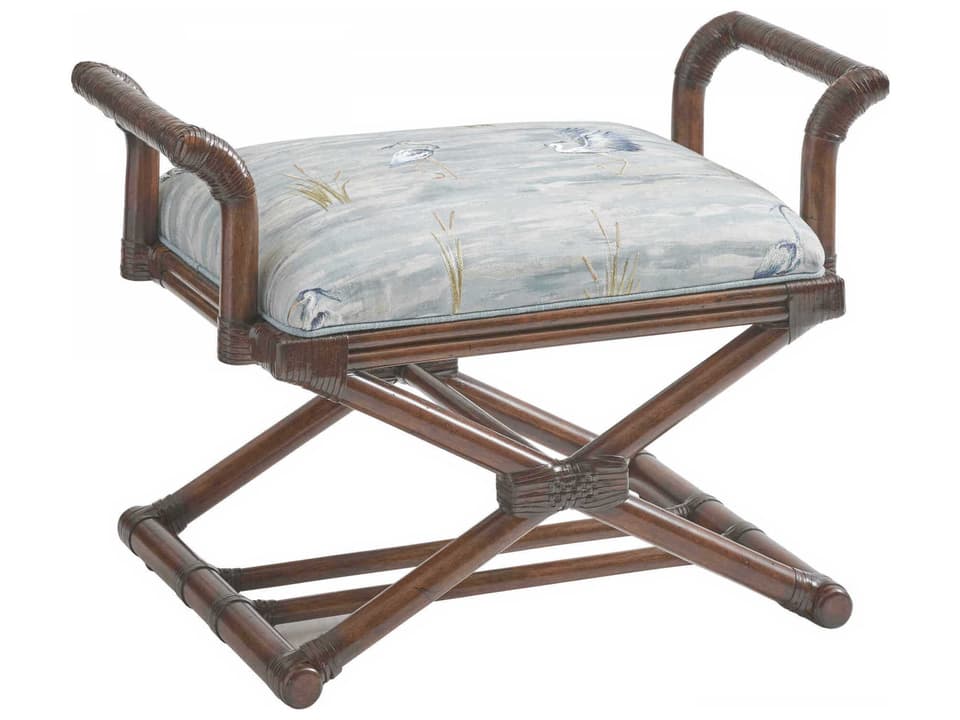 Echo Beach Bench with Upholstered Seat and Rattan Base