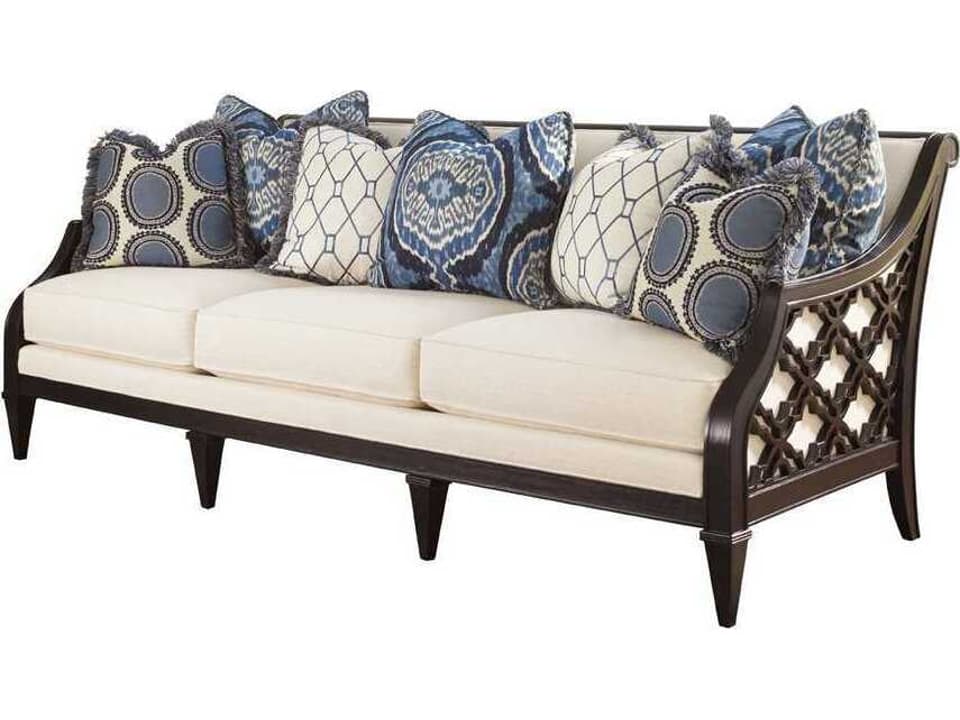 Royal Kahala 3-Seat Fabric Sofa in Brown and White