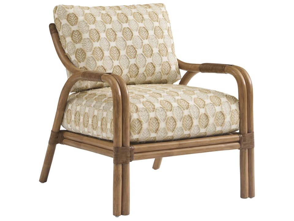 Key Biscayne Calatrava Tan Accent Chair with Leather Wrapped Rattan