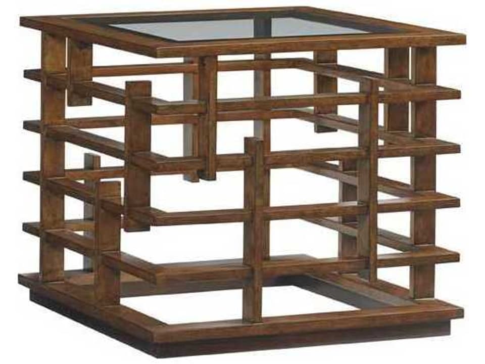 Island Fusion Nobu Square End Table with Glass Top