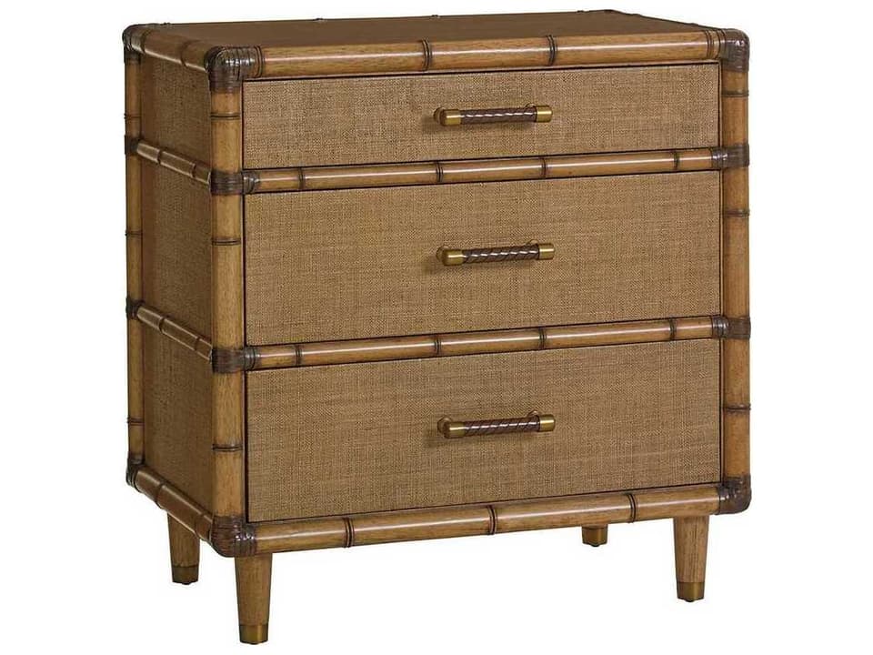 Home Twin Palms Parrot Cay 3-Drawer Nightstand in Light Brown