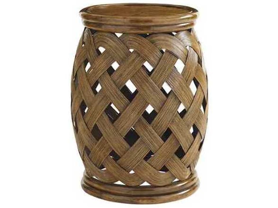 Bali Hai Hibiscus Round Accent Table with Crushed Bamboo Top