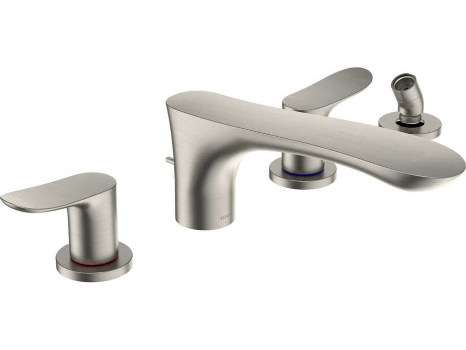 GO Two-Handle Deck-Mount Roman Tub Filler Trim with Handshower