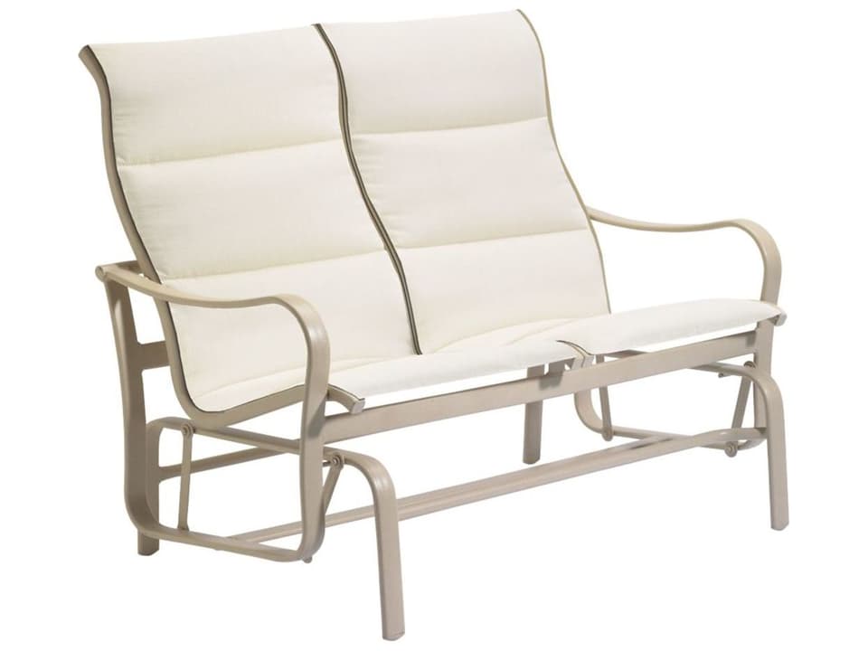 Shoreline Padded Sling Aluminum Double Glider Patio Loveseat