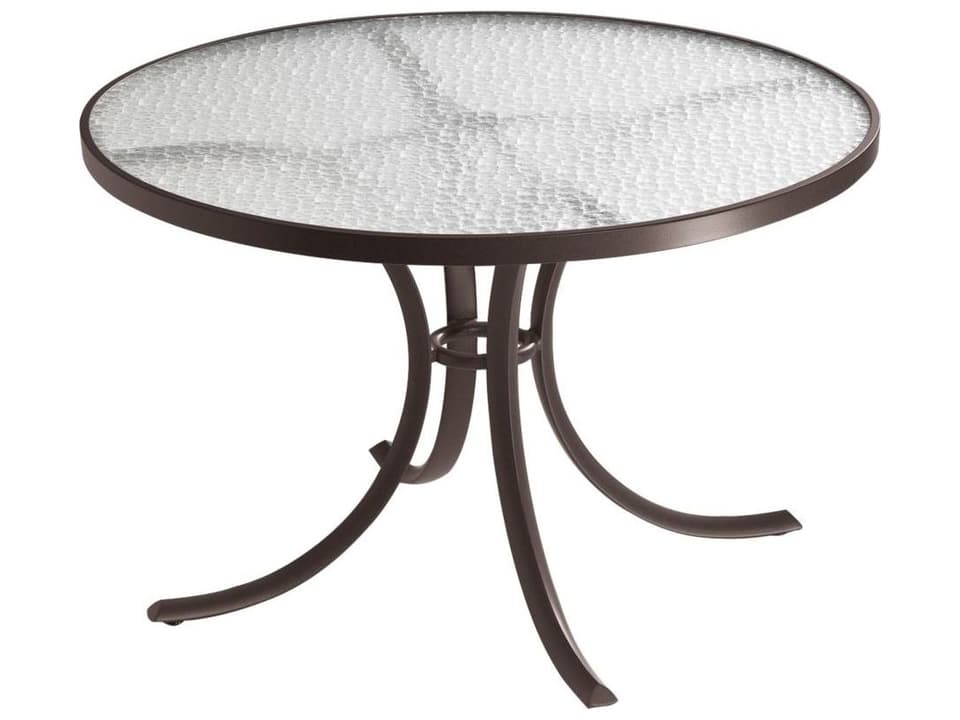 Acrylic 42-Inch Round Outdoor Dining Table in Cast Aluminum