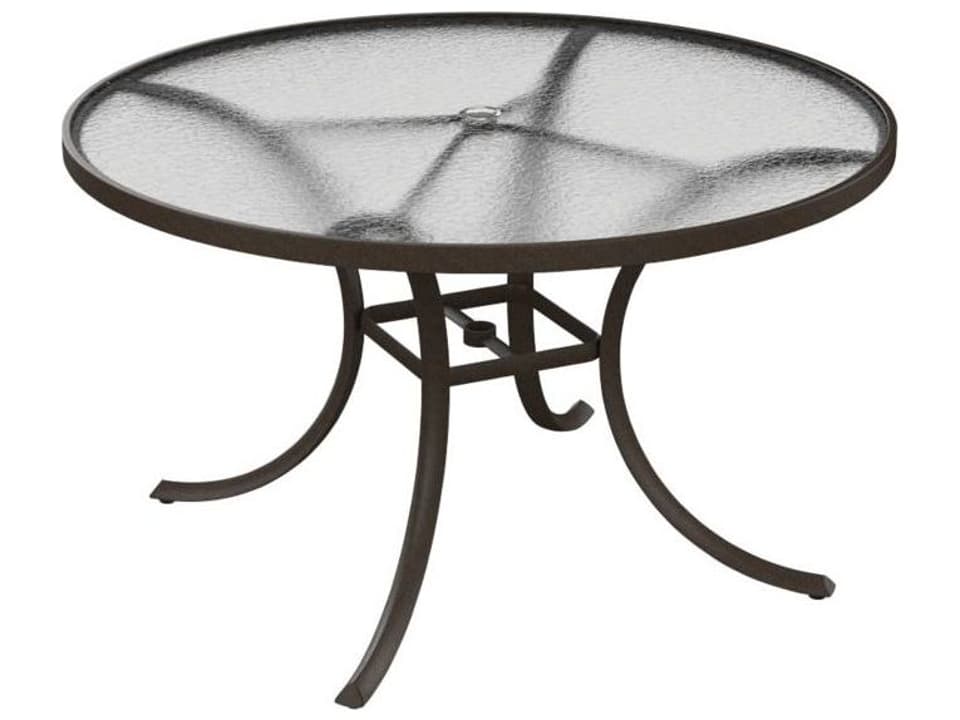 Acrylic 48-Inch Round Outdoor Dining Table with Umbrella Hole