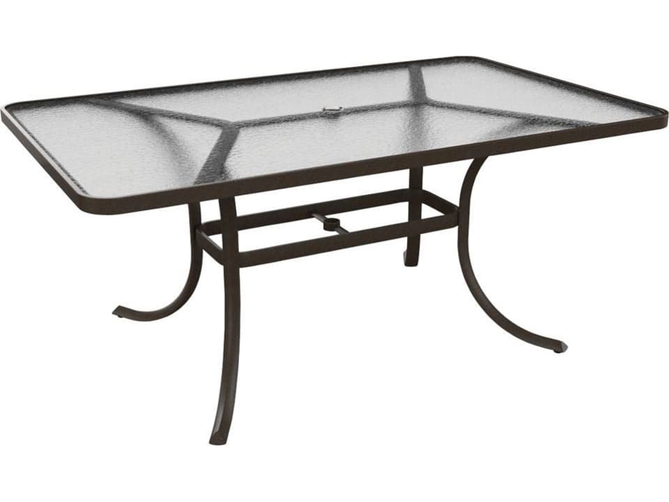 Acrylic Cast Aluminum Rectangular Patio Dining Table with Umbrella Hole