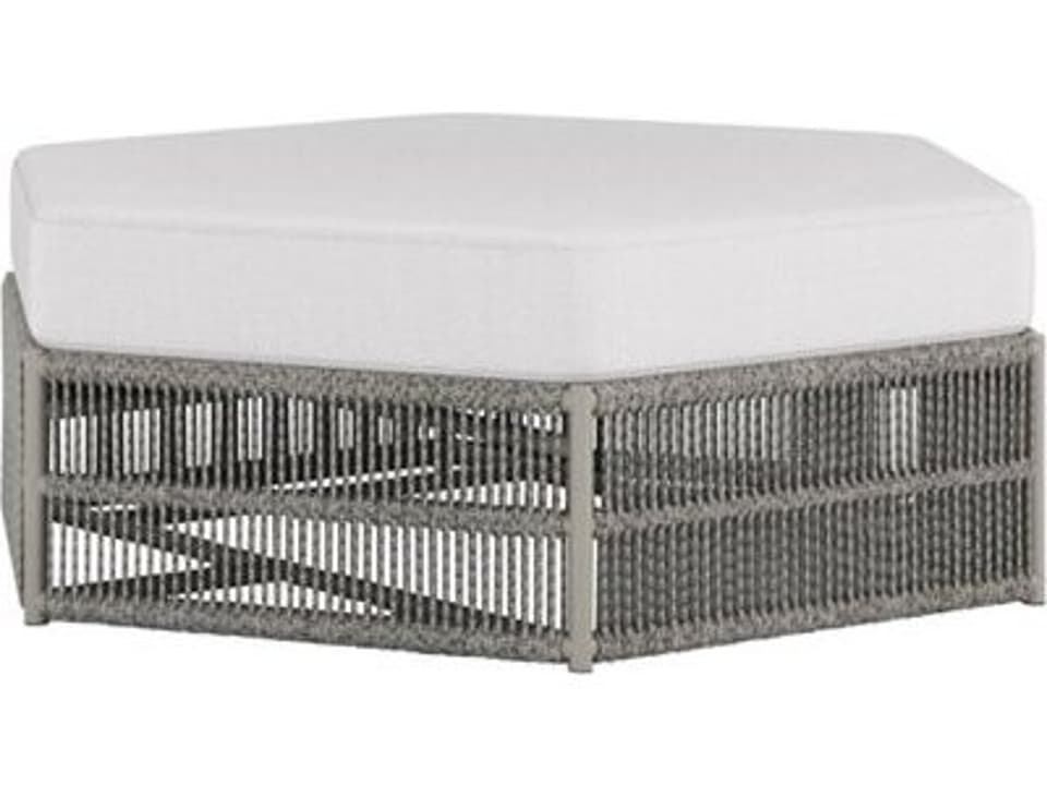 Six Hexagonal Rope Aluminum Outdoor Ottoman