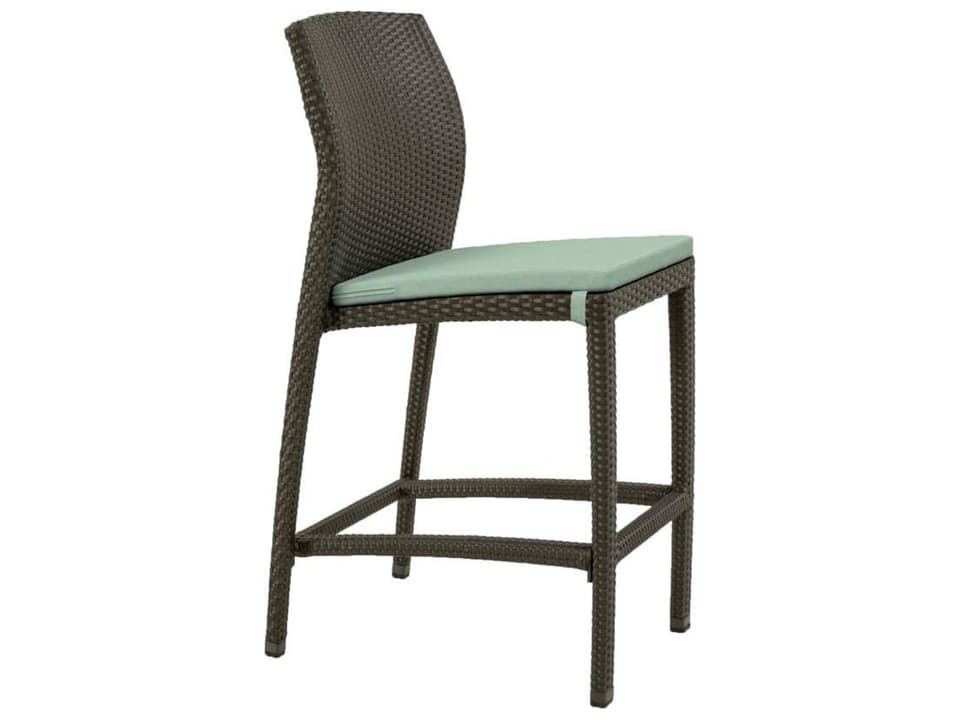 Evo Woven Armless Bar Stool with Seat Pad in TropiKane HDPE and Aluminum