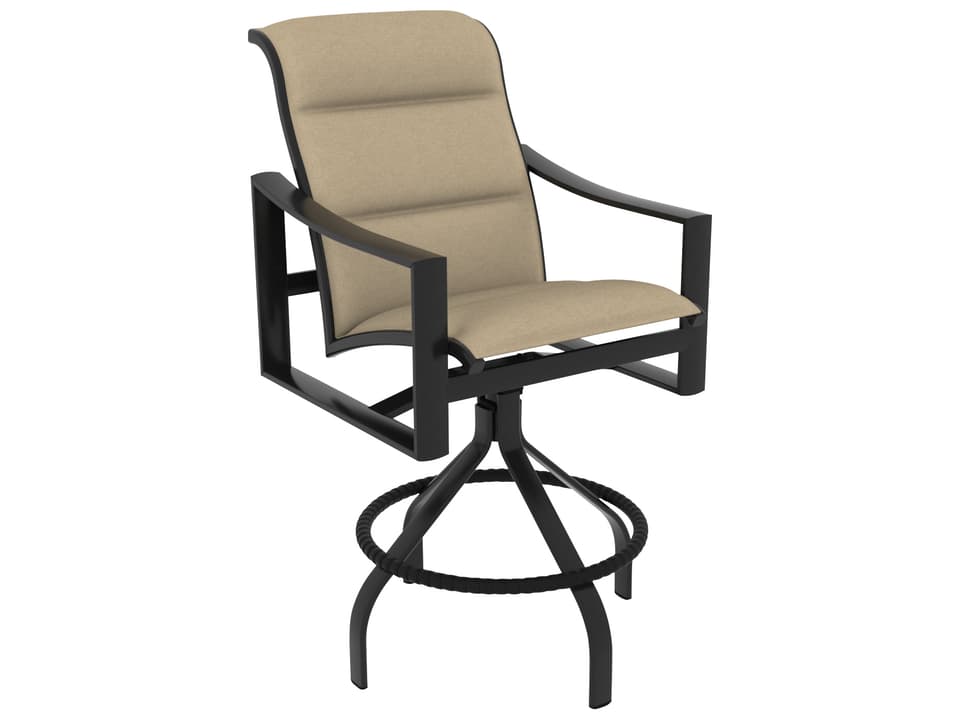 Kenzo Padded Sling Swivel Bar Stool Outdoor High Back