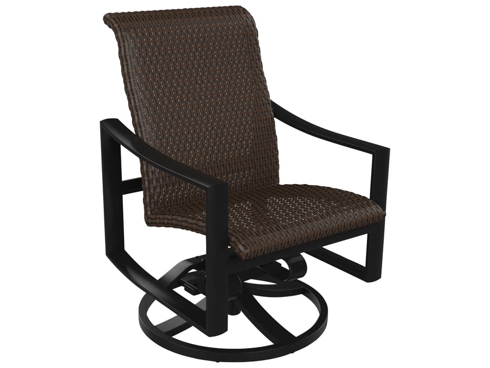 Kenzo Woven Aluminum Wicker Swivel Rocker Dining Armchair