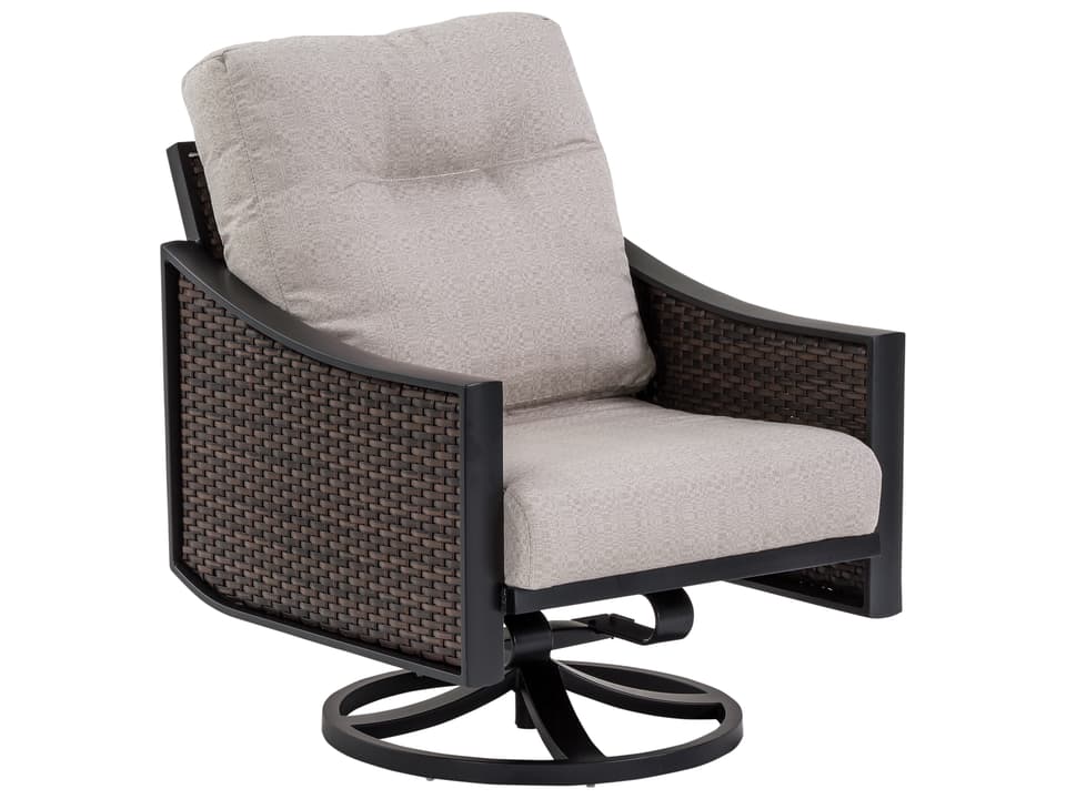 Kenzo Woven Aluminum Cushion High-Back Swivel Lounge Chair