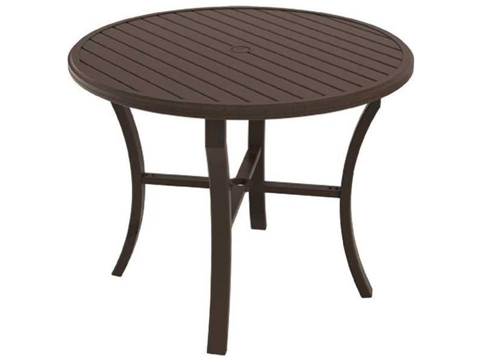 Banchetto 48 Inch Round Slat Aluminum Counter Table with Umbrella Hole