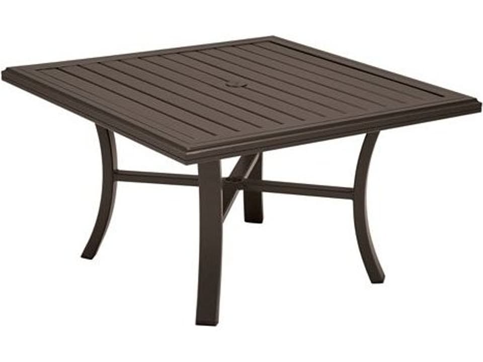 Banchetto 42-Inch Square Aluminum Slat Chat Table with Umbrella Hole
