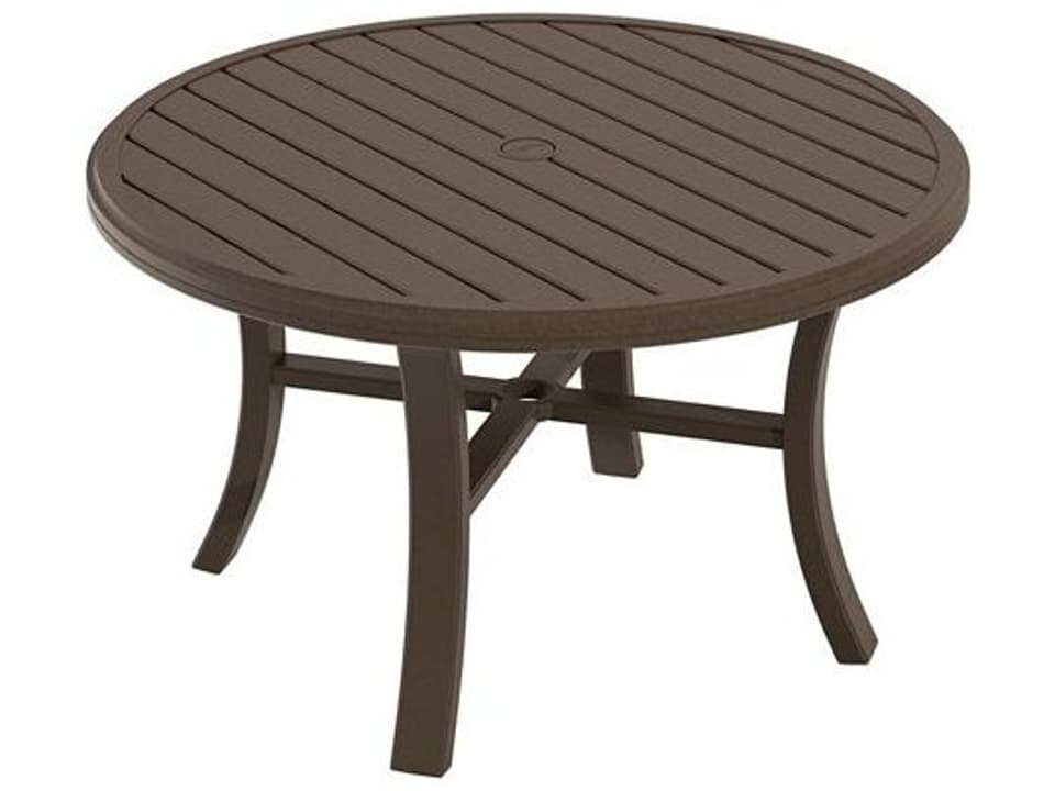 Banchetto 42-Inch Round Slat Aluminum Chat Table with Umbrella Hole
