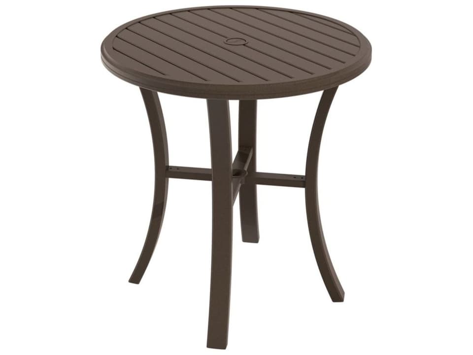 Banchetto 36-Inch Round Slat Aluminum Bar Table with Umbrella Hole