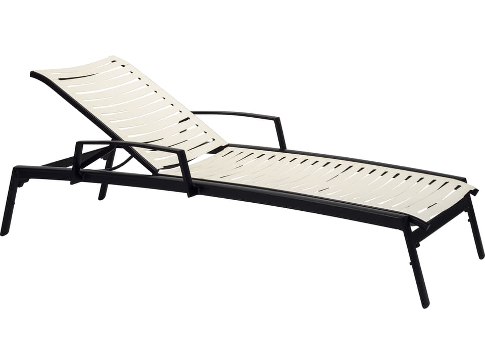 Elance Ribbon Armless Chaise Lounge in Powder-Coated Aluminum with Wheels