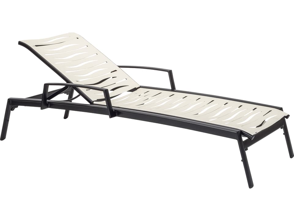Elance EZ Span Wave Strap Chaise Lounge with Arms in Powder-Coated Aluminum