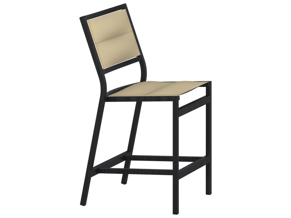 Cabana Club Armless Padded Sling Counter Height Stool in Powder-Coated Aluminum