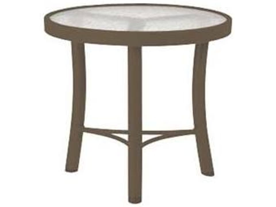 20-Inch Round Cast Aluminum Patio End Table with Acrylic Top